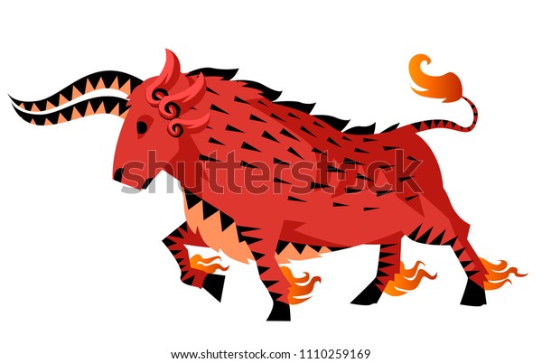 Chinese Zodiac Ox Bull Stock Vector (Royalty Free) 1110259169