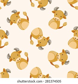 Chinese Zodiac ox , cartoon seamless pattern background