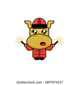 Chinese Zodiac Ox Character New Year Mascot Vector Design Great for Chinese New Year Event or Projects