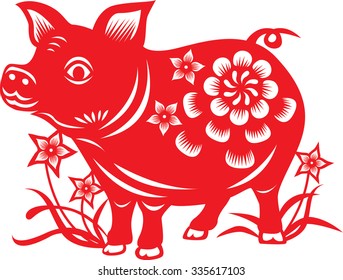 Download Chinese Paper Cut Pig High Res Stock Images Shutterstock