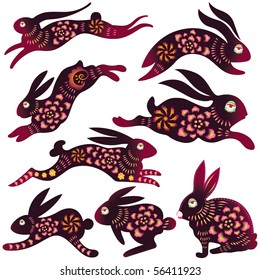 Chinese Zodiac - Rabbit Design (vector)