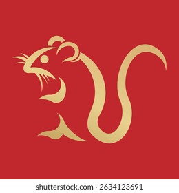 Chinese Zodiac Rat Logo: Lucky New Year Vector Design