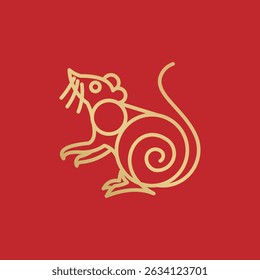 Chinese Zodiac Rat Logo: Lucky New Year Vector Design