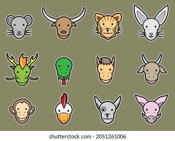Chinese zodiac set illustration vector