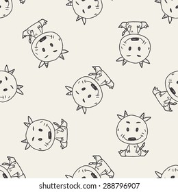 Chinese Zodiac sheep doodle drawing seamless pattern background