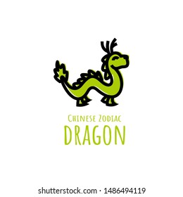 chinese zodiac or shio dragon logo design in flat style template for all media