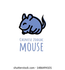 chinese zodiac or shio mouse logo design in flat style template for all media