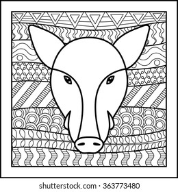 Chinese zodiac sign Boar. Vector illustration of abstract zodiac sign for horoscopes,  talismans, textile prints
