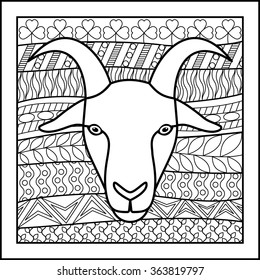 Chinese zodiac sign Goat. Vector illustration of abstract zodiacal Goat for horoscopes,  talismans, textile prints