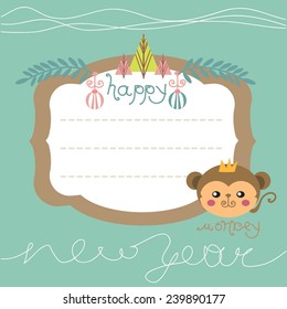 Chinese zodiac sign. Horoscope. Year of the monkey. Place for your text. Vector. icon