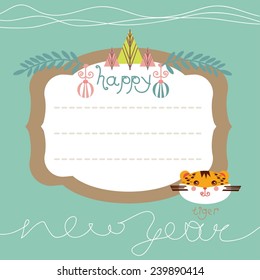 Chinese zodiac sign. Horoscope. Year of the Tiger. Place for your text. Vector. icon