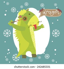 Chinese zodiac sign. Horoscope. Year of the Dragon. Vector. Icon.
