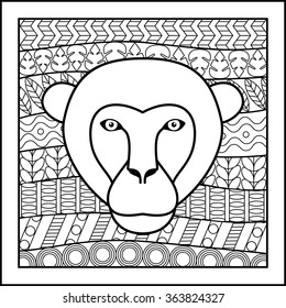Chinese zodiac sign Monkey. Vector illustration of abstract zodiacal Monkey for horoscopes,  talismans, textile prints