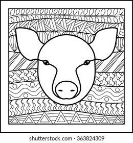 Chinese zodiac sign Pig. Vector illustration of abstract zodiacal Pig for horoscopes,  talismans, textile prints