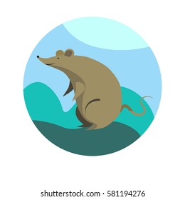 Chinese zodiac sign Rat. Symbol of Eastern Asian horoscope or lunar calendar element. Vector round icon illustration