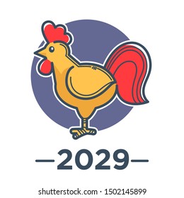 Chinese zodiac sign, rooster symbol of Eastern Asian horoscope, isolated icon vector. Lunar calendar element, cock or poultry, livestock bird. Oriental tradition and astrology, 2029 New Year mascot