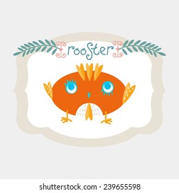Chinese zodiac sign.  Rooster. Vector. Icon.