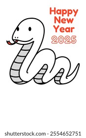 Chinese zodiac sign White Snake (New Year's card template)