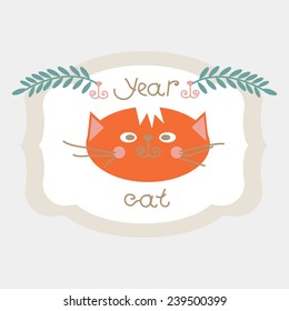 Chinese zodiac sign. Year of the Cat. Vector. Icon.