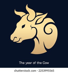 Chinese Zodiac sign year of the cow isolated vector illustration