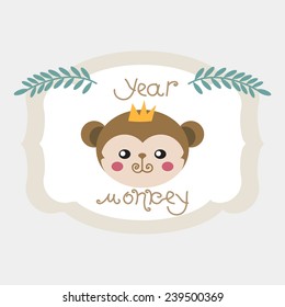 Chinese zodiac sign. Year of the monkey. Vector. Icon.