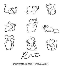 Chinese Zodiac Sign Year of Rat, Red paper cut rat, Happy Chinese New Year 2020 year of the rat