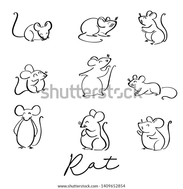 Chinese Zodiac Sign Year Rat Red Stock Vector Royalty Free