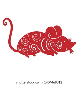 Chinese Zodiac Sign Year of Rat,Red paper cut rat,Happy Chinese New Year 2020 year of the rat 