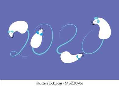 Chinese Zodiac Sign Year of Rat,Red Paper cut rat,Happy Chinese New Year 2020 year of the rat  (Translation : Happy Chinese new year)