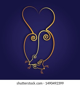 Chinese Zodiac Sign Year of Rat,Red Paper cut rat,Happy Chinese New Year 2020 year of the rat  (Translation : Happy Chinese new year)