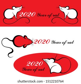 Chinese Zodiac Sign Year of Rat,Red paper cut rat. Happy Chinese New Year 2020 year of the rat