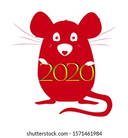 Chinese Zodiac Sign Year of  red Rat. Happy Chinese New Year 2020 year of the rat. Colorful design for textile, wallpaper, fabric, decor, t shirt, calendar.