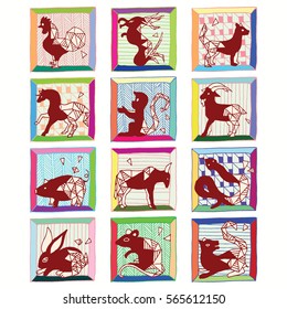 Chinese zodiac signs collection