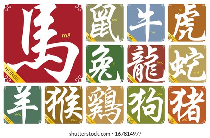 Chinese zodiac signs with the year of horse