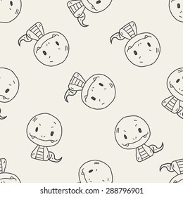 Chinese Zodiac snake doodle drawing seamless pattern background