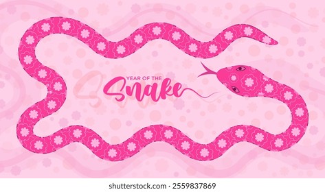 chinese zodiac snake symbol pink color design background