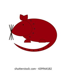 Chinese zodiac symbol red Mouse / Rat made by traditional Chinese paper cut arts. Isolated on white background. Horoscope for mouse year. Vector es10 illustration.