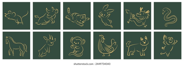 Chinese zodiac with these adorable hand-drawn vintage-style illustrations 