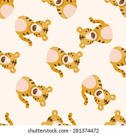 Chinese Zodiac tiger , cartoon seamless pattern background