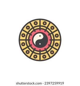 Chinese zodiac wheel filled outline icon, line vector sign, linear colorful pictogram isolated on white. Symbol, logo illustration. Vector graphics