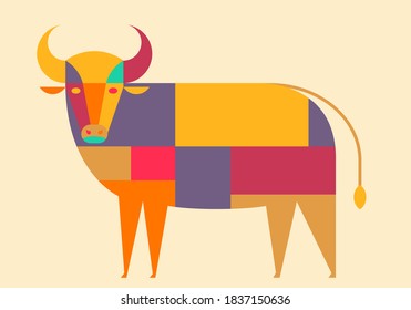 Chinese Zodiac-Ox, Year of the Ox cartoon image design, Cartoon Ox image design