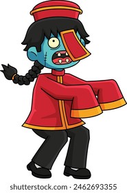 Chinese Zombie Cartoon Colored Clipart 