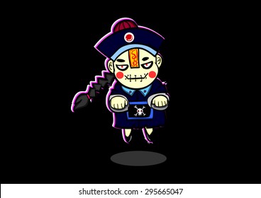 Chinese zombie ghost cartoon vector