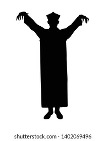 Chinese zombie ghost silhouette vector on white