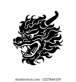 Chinese's Dragon Year vector silhouette of dragon black illustration isolated on white 2024 symbol logo tattoo