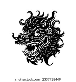 Chinese's Dragon Year vector silhouette of dragon black illustration isolated on white 2024 symbol logo	