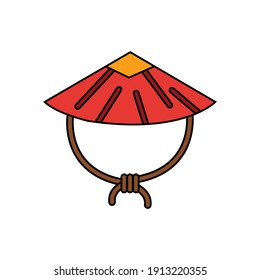 Chineses New Year Bamboo Hat Fill Line Icon