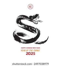 Chinese's Snake Year of the Ink Painting, simbol of 2025 year