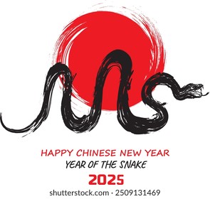 Chinese's Snake Year of the Ink Painting, simbol of 2025 year