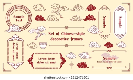 Chinese-style design set. frames, decorations, headlines, New Year materials